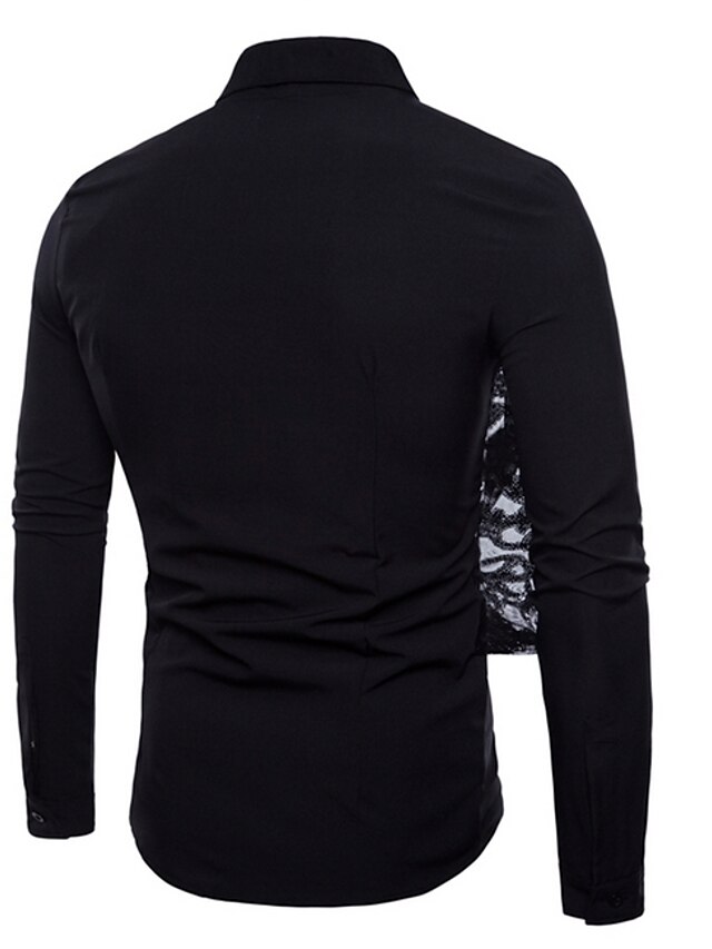 Men's Shirt Color Block Shirt Collar Daily Long Sleeve Tops White Black Red 2023 US 23.99