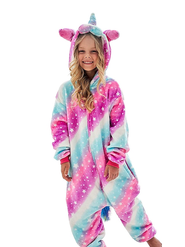  Kid's Galaxy Rainbow Stars Onesie Costume Carnival Costume Unicorn Flying Horse Onesie Pajamas Kigurumi Pajamas Funny Costume For Boys and Girls Christmas Carnival Children's Day Cartoon