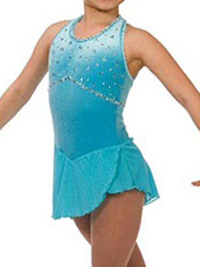 Sports & Outdoors Ice Skating | Figure Skating Dress Womens Girls Ice Skating Dress Outfits Sky Blue Spandex High Elasticity Tra