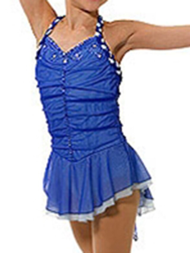 Sports & Outdoors Ice Skating | Figure Skating Dress Womens Girls Ice Skating Dress Outfits Pink Blue Spandex High Elasticity Tr