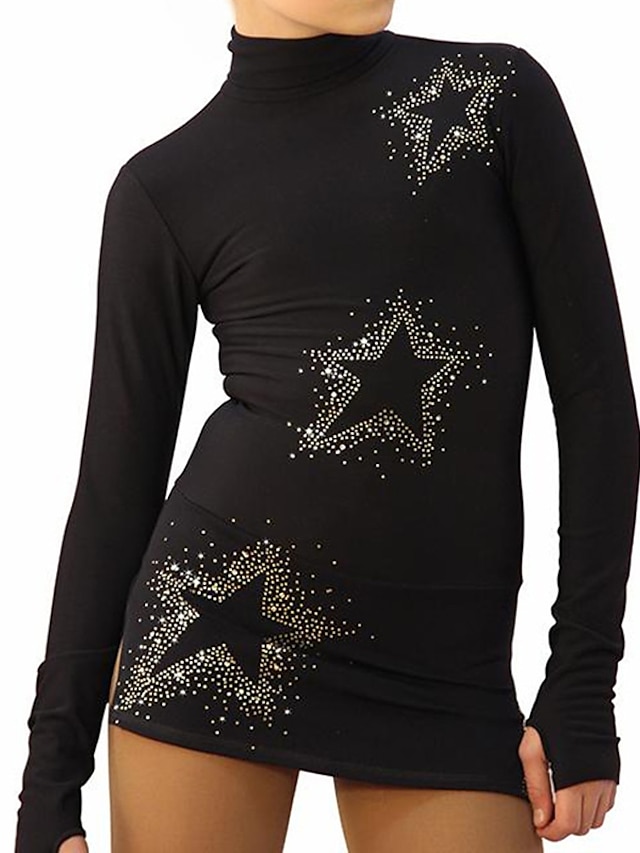 Sports & Outdoors Ice Skating | Figure Skating Dress Womens Girls Ice Skating Dress Outfits Black Spandex High Elasticity Traini