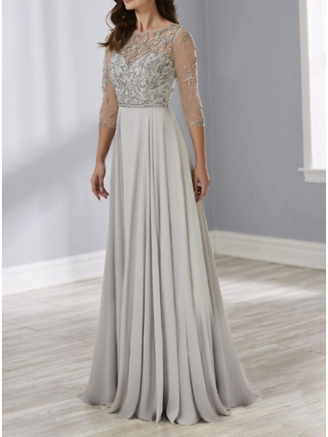 Sheath/Column Cowl Neck 3/4 Sleeves Mother Of The Bride & Groom Dresses with Pearl main image 1