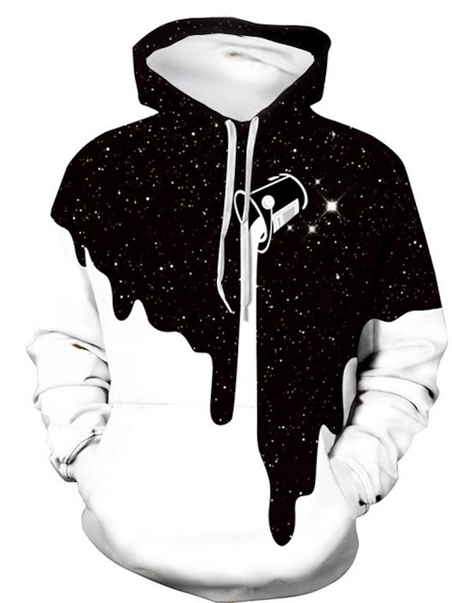  Herr Huvtröja Tröja med tröja Lätt huvtröja Svart Gul Armégrön Rubinrött Blå Huva Grafisk Färgblock Mjölkkopp med stjärnhimmel Dagligen 3D-tryck Ledigt Kläder Pull Tröjor