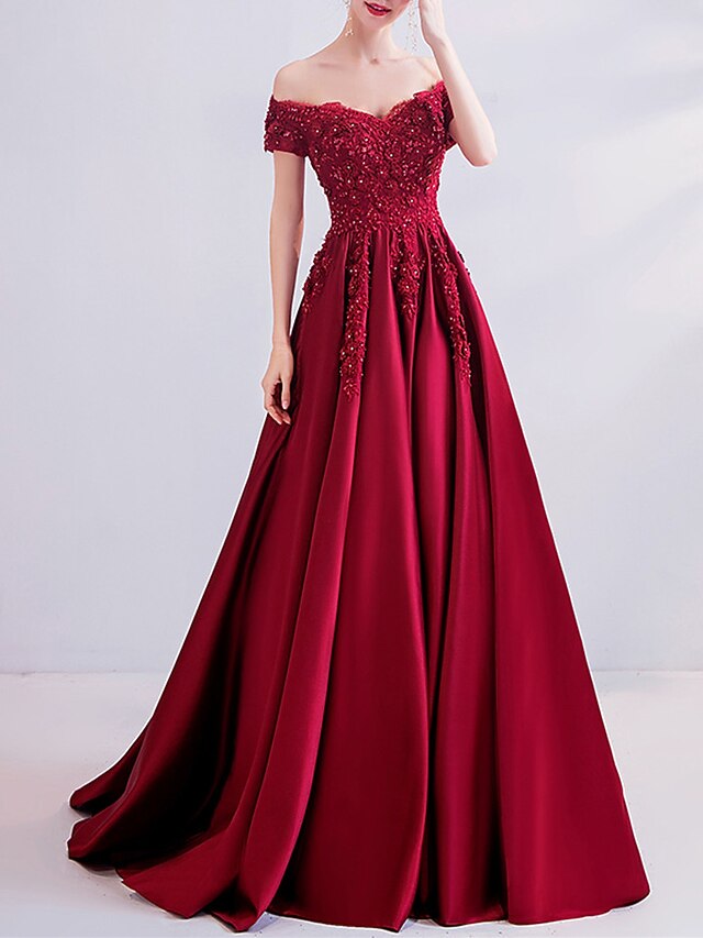 A-Line Vintage Sexy Engagement Formal Evening Dress Strapless Sleeveless Sweep / Brush Train Satin with Pleats Tier,DS4003