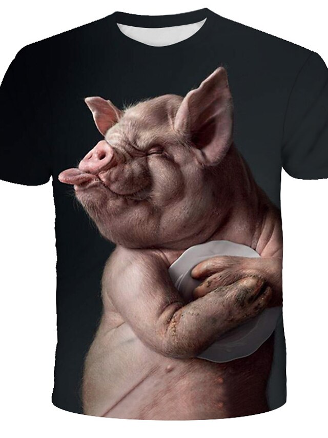 Men's Graphic Animal 3D Pig T shirt Tee Funny T Shirts Short Sleeve T ...