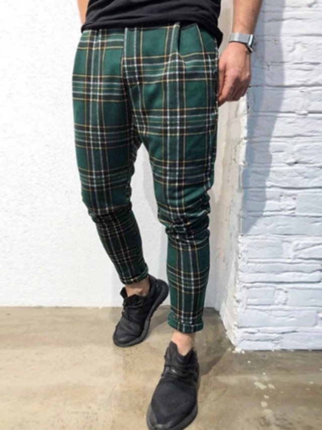 mens red green plaid pants