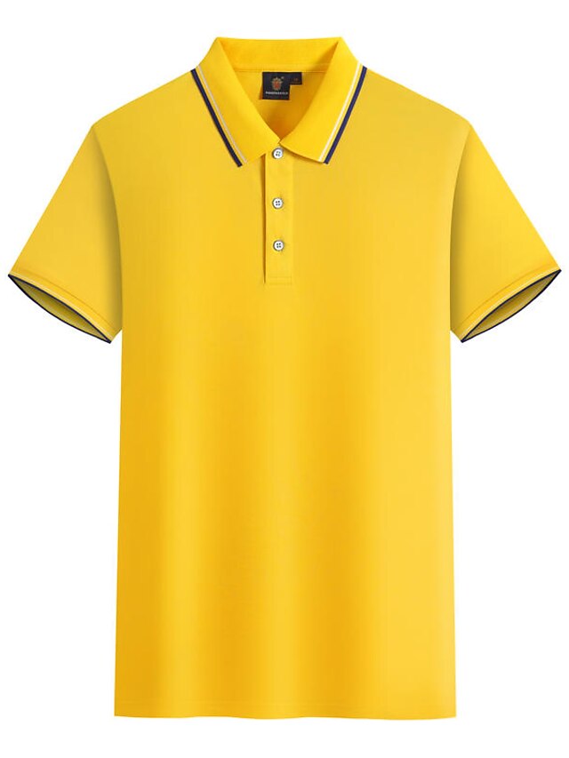  Homens Camiseta Polo Camisa de golfe Camisa de tênis Bloco de cor Colarinho Colarinho de Camisa Branco Preto Cinzento Amarelo Azul Manga Curta Tamanho Grande Diário Esportes Básico Delgado Blusas