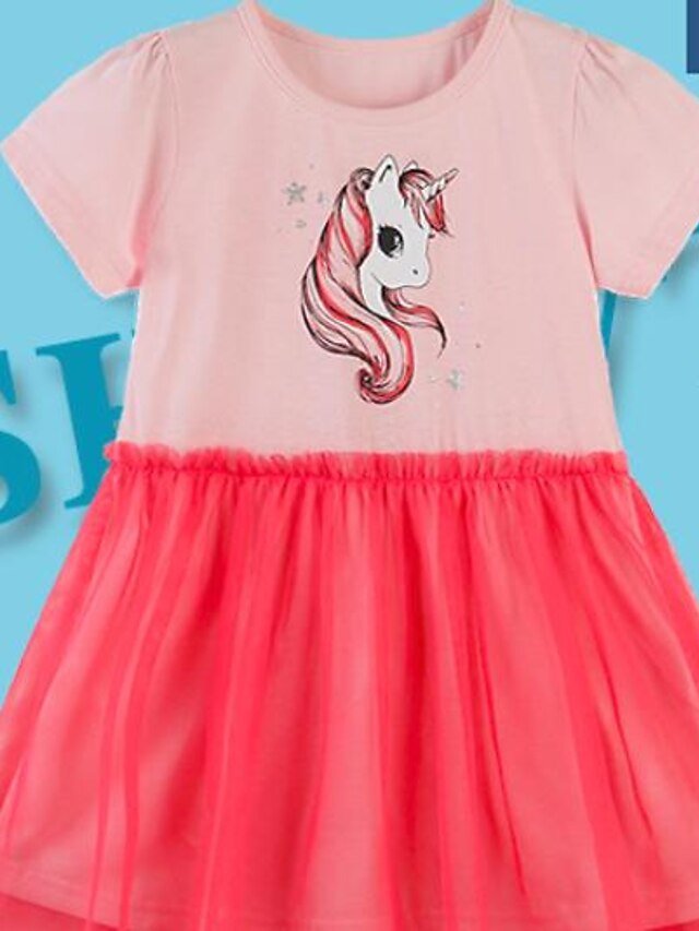  Kids Girls' Dress Cartoon Pink