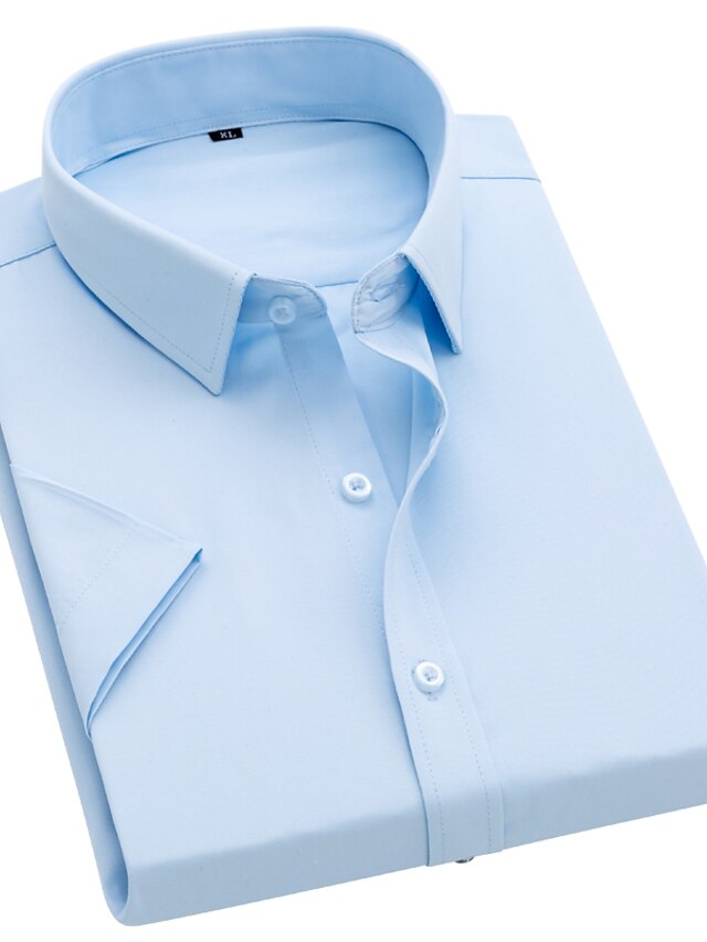  Men's Dress Shirt Button Up Shirt Collared Shirt Classic Collar Short Sleeve Black White Pink Plain Wedding Daily Clothing Apparel