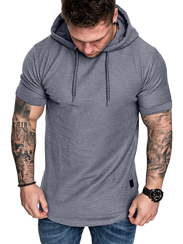 Mens Clothing Mens Hoodies & Sweatshirts | Mens Hoodie T shirt Tee Shirt Solid Colored Hooded Casual Daily Short Sleeve Tops Bas