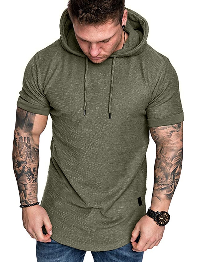 Mens Clothing Mens Hoodies & Sweatshirts | Mens Hoodie T shirt Tee Shirt Solid Colored Hooded Casual Daily Short Sleeve Tops Bas