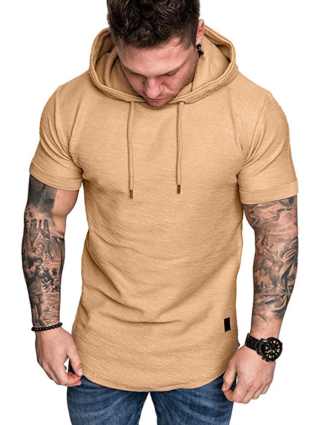 Mens Clothing Mens Hoodies & Sweatshirts | Mens Hoodie T shirt Tee Shirt Solid Colored Hooded Casual Daily Short Sleeve Tops Bas