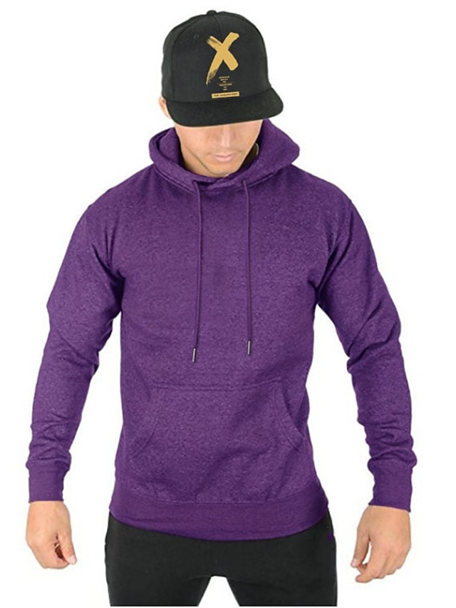 Mens Clothing Mens Hoodies & Sweatshirts | Mens Hoodie Solid Colored Hooded Sports & Outdoors Basic Hoodies SweatshirtsSlim Blue