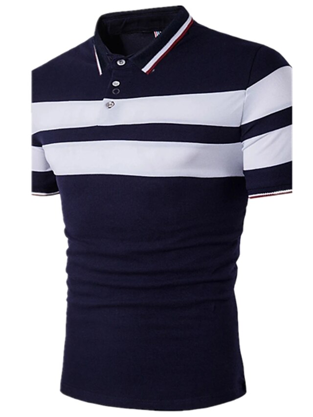  Homme POLO T Shirt golf Chemise de tennis Rayé Col Col de Chemise Blanche Gris Bleu Marine Manches Courtes Grande Taille du quotidien Fin de semaine Hauts Coton / Eté / Eté
