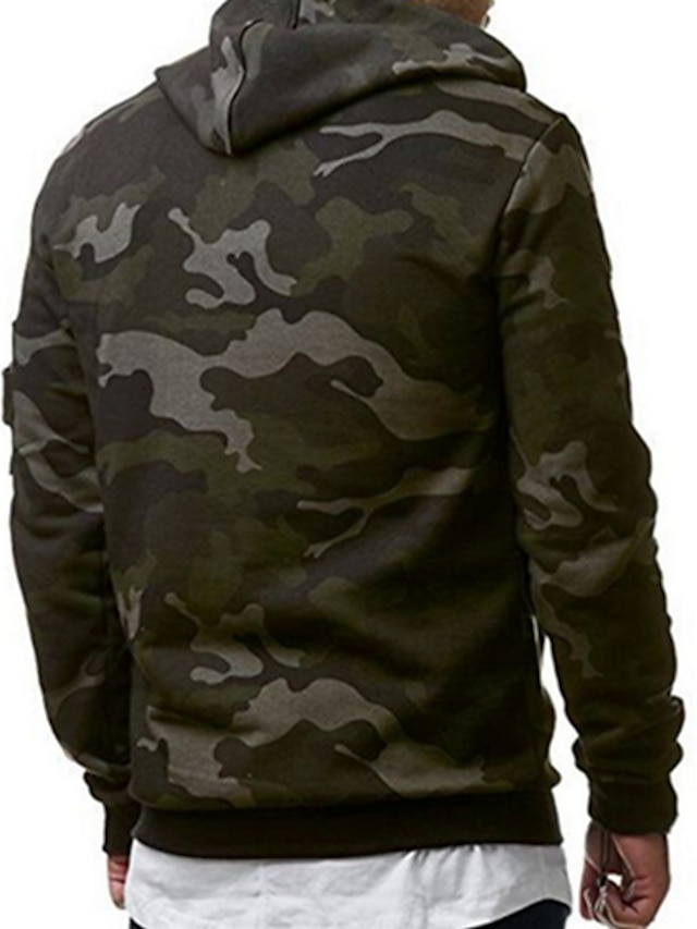 Mens Clothing Mens Hoodies & Sweatshirts | Mens Hoodie Camo / Camouflage Hooded Casual Hoodies SweatshirtsGray Green - MR23617