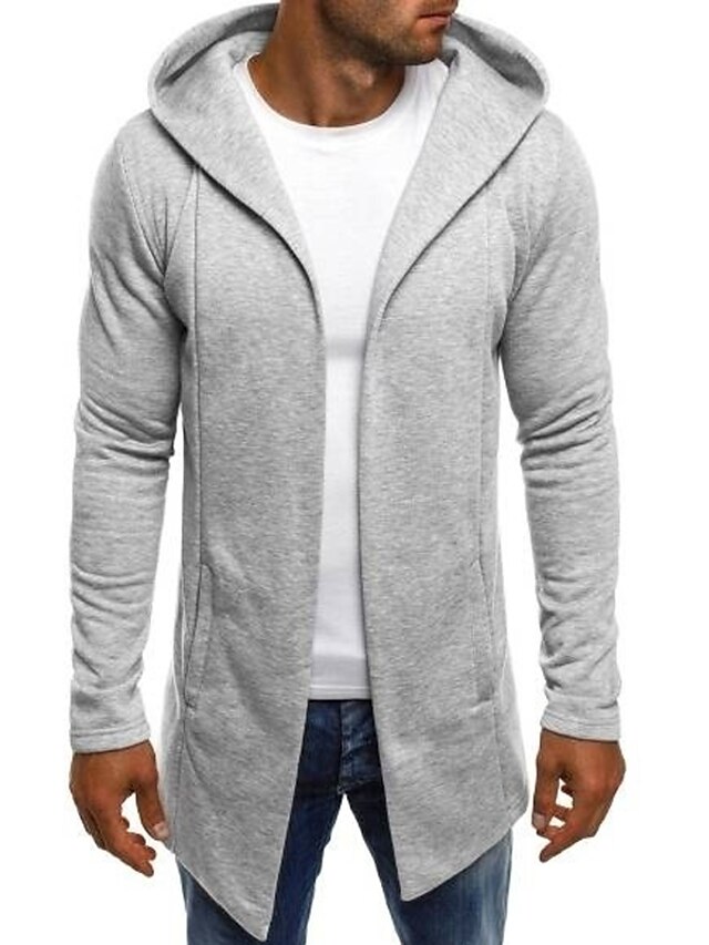  Per uomo Giacca con cappuccio Giacca sportiva Da tutti i giorni Con cappuccio Informale Giacca Capispalla Liscio Nero Bianco Grigio chiaro