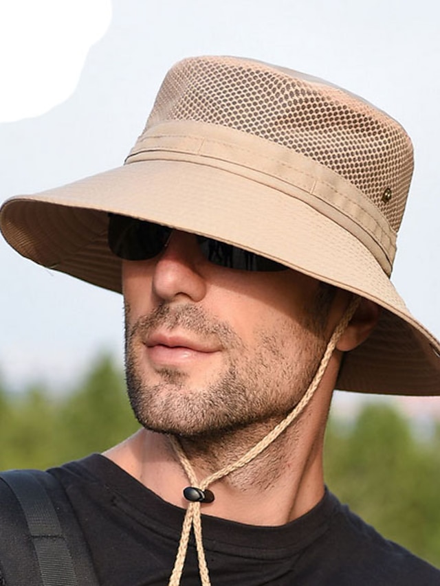  Per uomo Cappelli da pescatore Cappello da sole Cappello da pescatore Cappello Boonie Cappello da escursione Nero Blu Essenziale Esterno Estate Tinta unita Protezione solare UV Asciugatura rapida