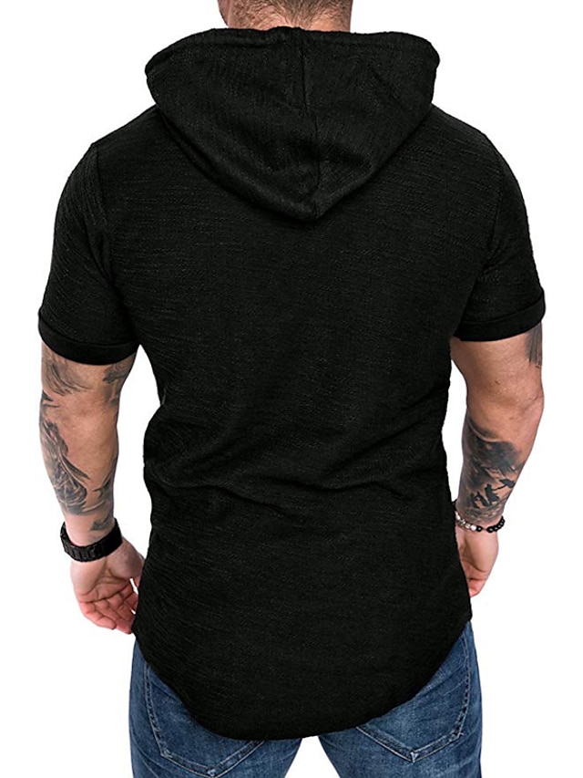 Mens Clothing Mens Hoodies & Sweatshirts | Mens Hoodie T shirt Tee Shirt Solid Colored Hooded Casual Daily Short Sleeve Tops Bas