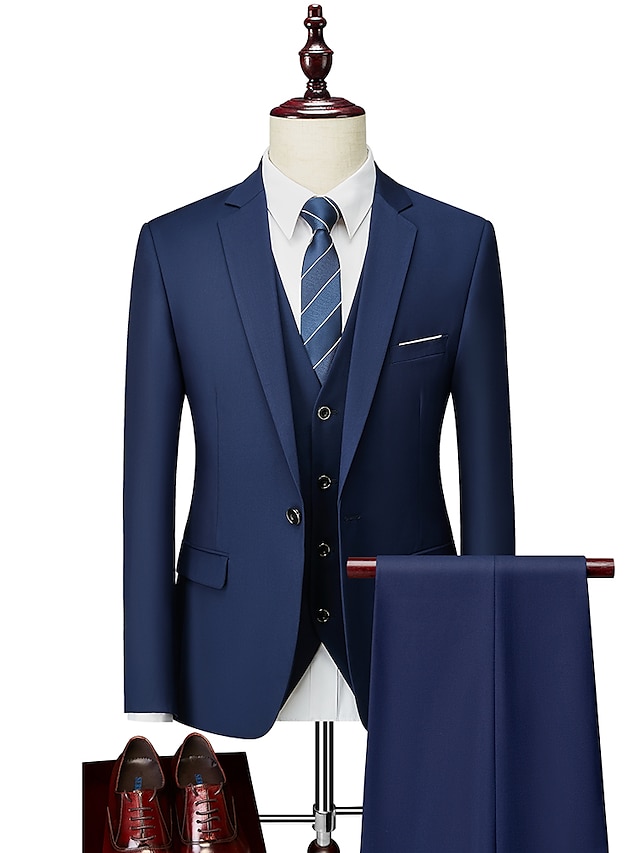 Dark Navy/Black/Burgundy Men's Wedding Suits Business Formal Work Wear ...