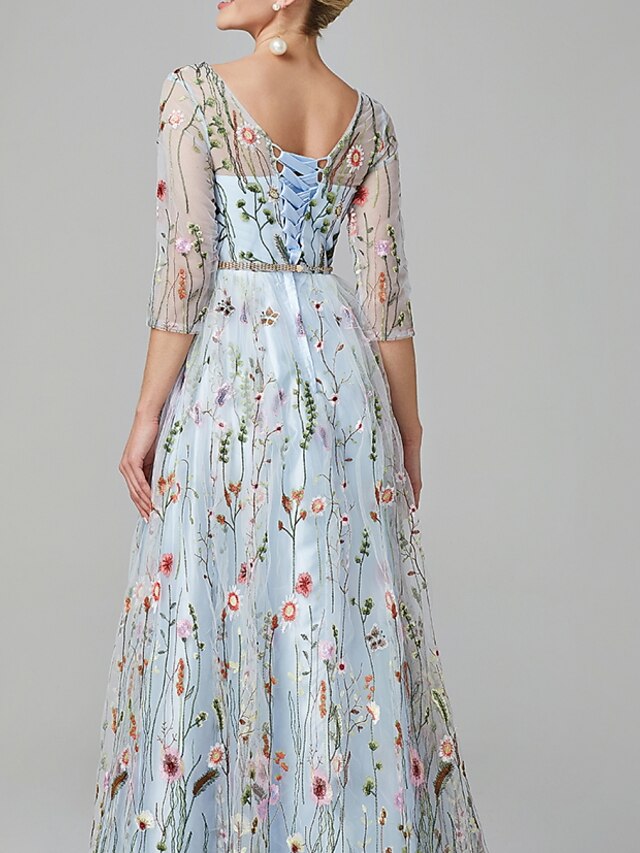 A-Line Prom Dresses Floral Dress Valentine's Day Wedding Guest Tea ...