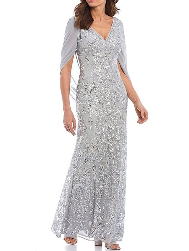 Sheath / Column Mother of the Bride Dress Elegant Sparkle & Shine V ...
