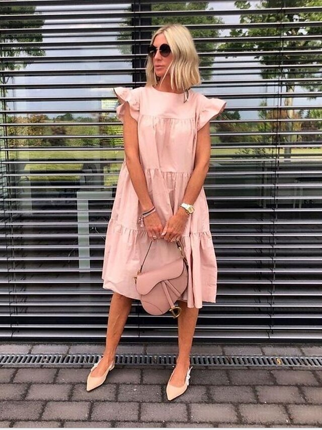 damklänning midi klänning rodnande rosa fuchsia grön vit svart röd kort ...