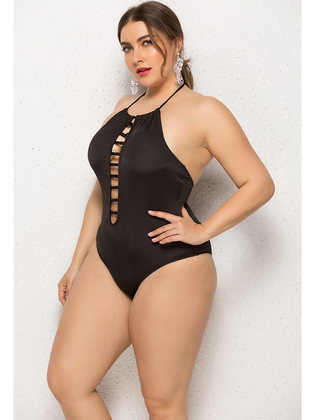 Womens Clothing Womens Swimwear | Womens Swimwear One Piece Plus Size Swimsuit Backless Tummy Control for Big Busts Solid Colore