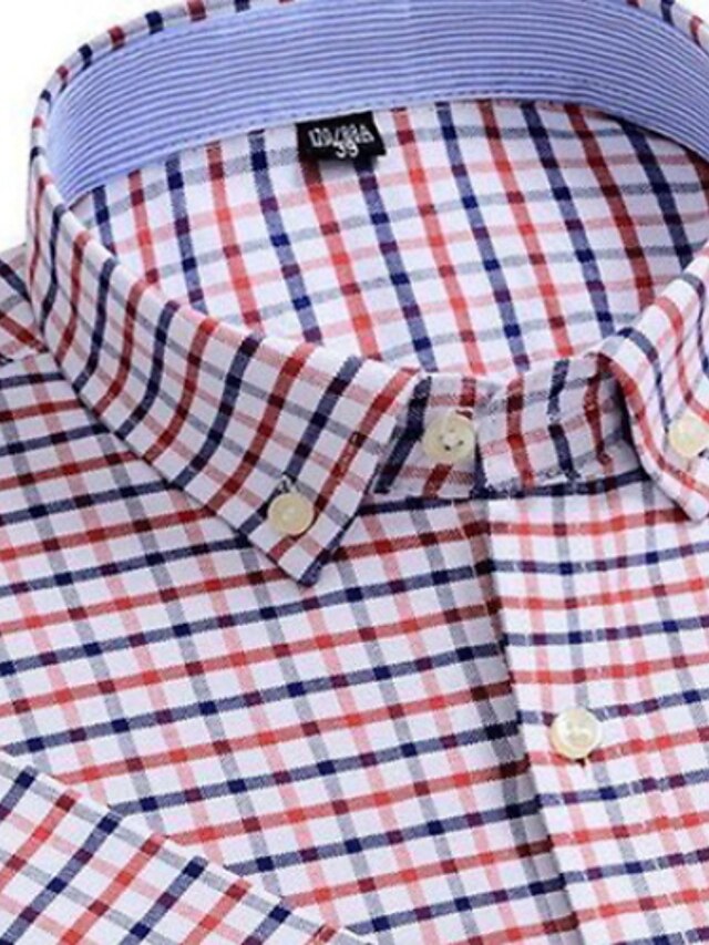 Mens Clothing Mens Shirts | Mens Shirt Plaid Collar Button Down Collar Daily Print Short Sleeve Tops Business Simple Lightweight