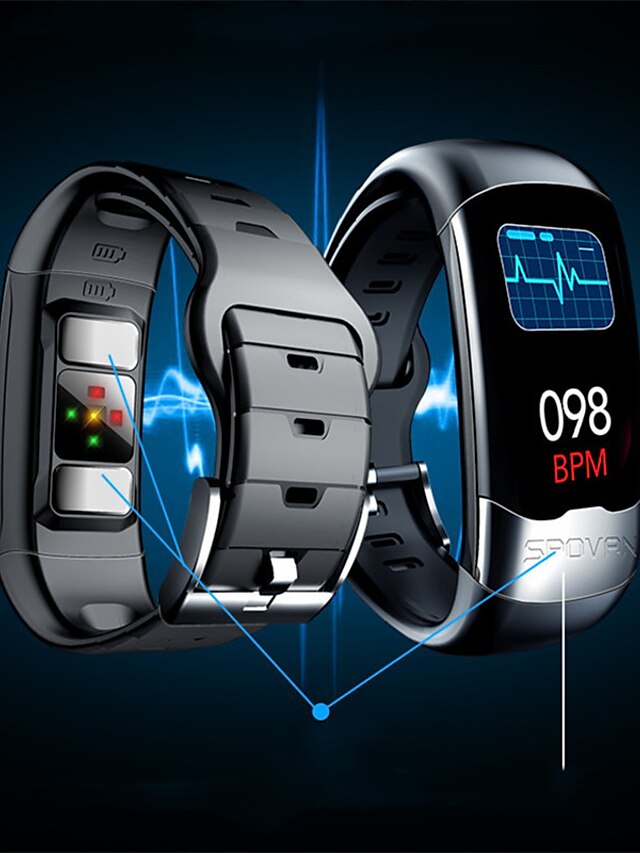  Spovan H02 Unisex Smartwatch Bluetooth Waterproof Heart Rate Monitor Blood Pressure Measurement Calories Burned Health Care ECG+PPG Timer Pedometer Sedentary Reminder Temperature Display