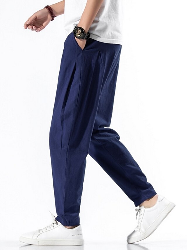 Hombre Deportivo Tejido Oriental Pantalones Harlem Comfort Algodón Corte Ancho  Pantalones Harén Chinos Pantalones Un Color Longitud total Correa Negro  Wine Gris Claro 8020074 2021 – $20.80