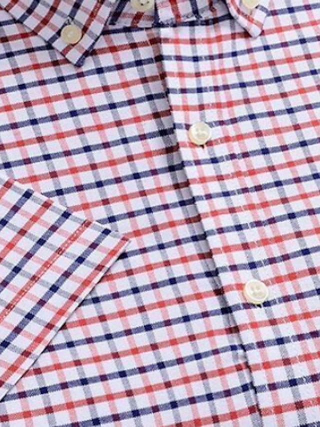 Mens Clothing Mens Shirts | Mens Shirt Plaid Collar Button Down Collar Daily Print Short Sleeve Tops Business Simple Lightweight