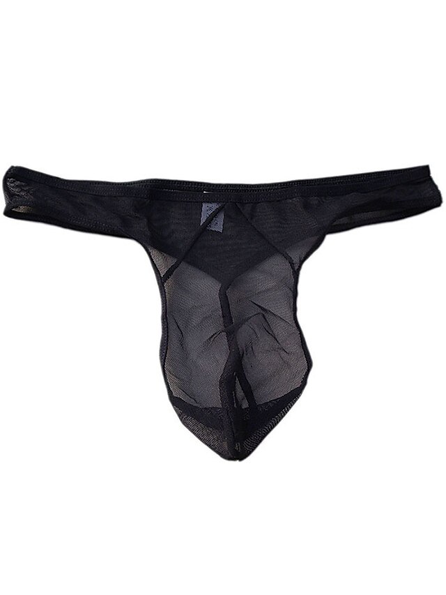  Men's 1 Piece Mesh G-string Underwear - Normal Low Waist Black Red M L XL