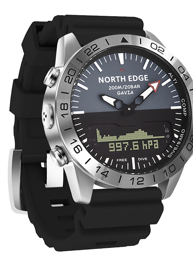  NORTH EDGE Herr Digital klocka Utomhus Sport Taktisk Armbandsur Kompass Höjdmätare Alarmklocka Nedräkning Silikonrem Klocka