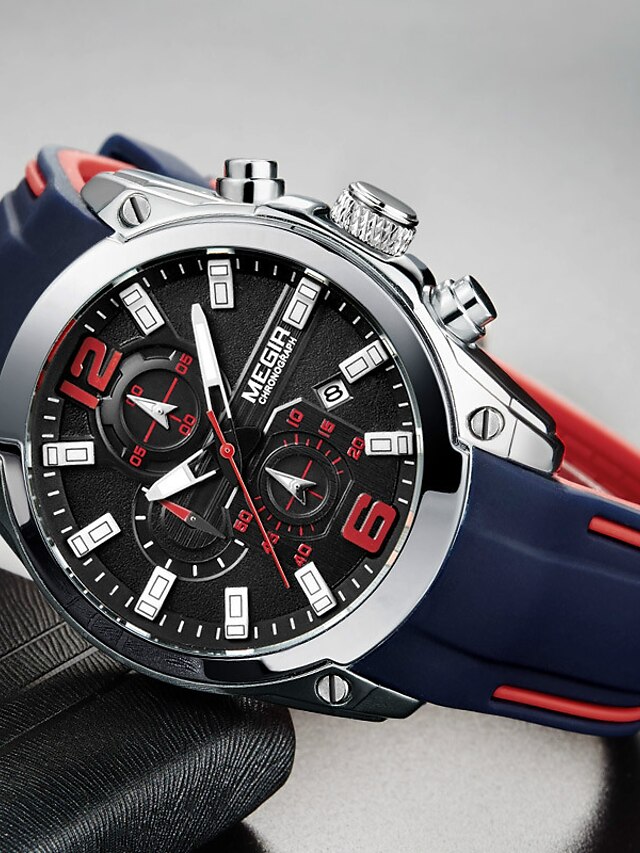  Megir мужские часы роскошный хронограф водонепроницаемый спортивные мужские часы резиновые военные армейские наручные часы