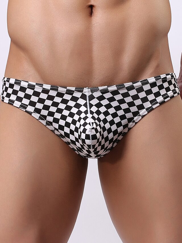  Men's 1 Piece Print Briefs Underwear - Normal Low Waist Black M L XL