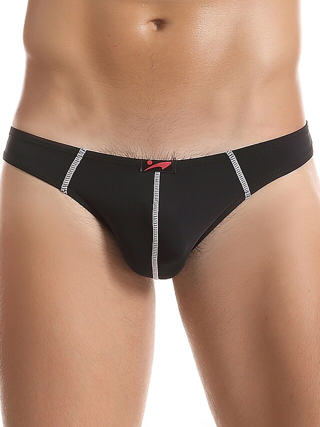  Men's 1 Piece Basic Briefs Underwear - Normal Low Waist Black Blue Red S M L