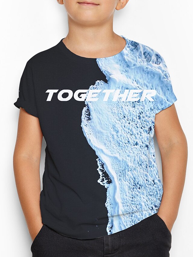  Kids Boys' T shirt Tee Short Sleeve Geometric Print Children Summer Tops Basic Blue