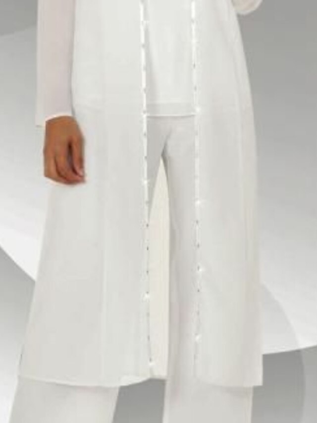 Jewel Neck Layered Chiffon Poncho Top and Wide Leg Pant Suit Grape