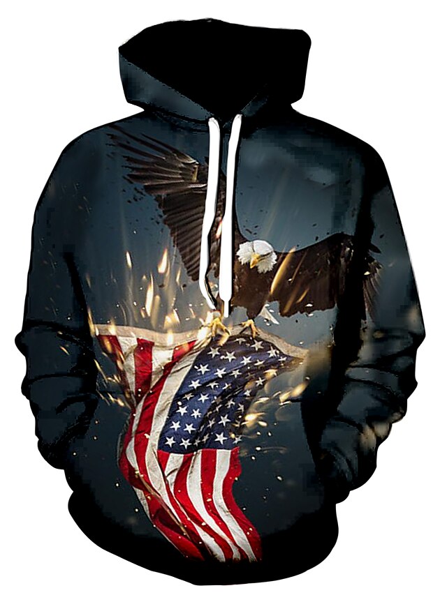 Mens Clothing Mens Hoodies & Sweatshirts | Mens Hoodie Graphic National Flag Hooded Daily 3D Print Basic Hoodies SweatshirtsGree