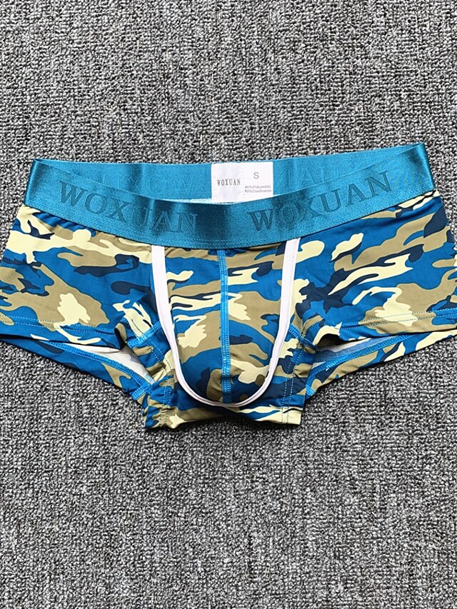  Men's 1 Piece Print Briefs Underwear Low Waist Blue Yellow Green S M L