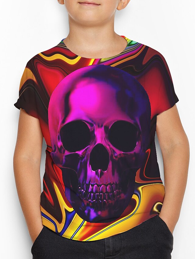  Kinderen Jongens T-shirt Korte mouw Geometrisch Opdruk Paars Kinderen Tops Zomer Basic Vakantie