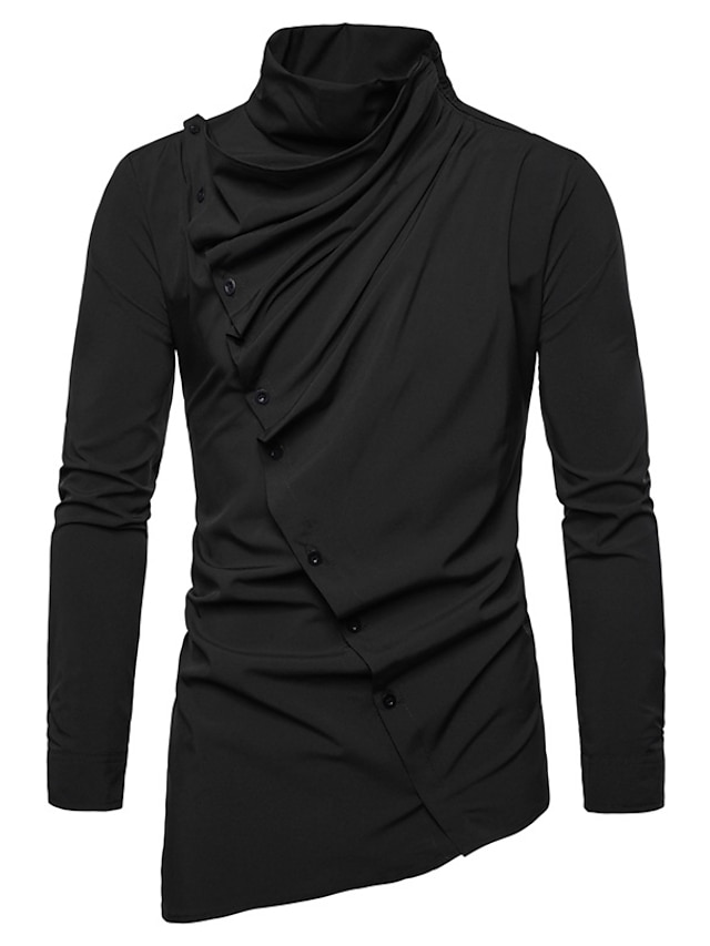 Mens Clothing Mens Shirts | Mens Shirt Solid Colored Button Down Collar Daily Work Long Sleeve Tops Basic Elegant White Black Wi