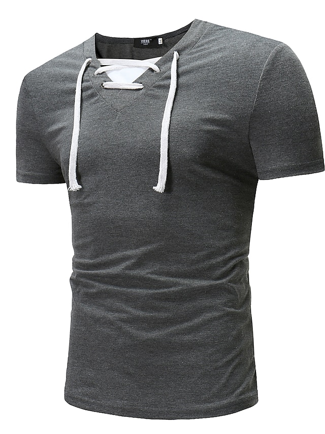  男性用 Tシャツ ソリッド プラスサイズ 半袖 日常 トップの 活発的 ヴィンテージ ホワイト ブラック ライトグレー