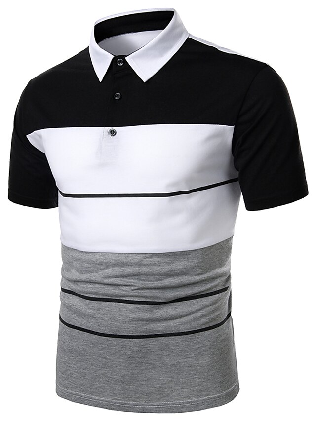  Homens Diário Camisa de golfe Camisa de tênis Bloco de cor Patchwork Manga Curta Blusas Básico Preto Vermelho / Trabalho