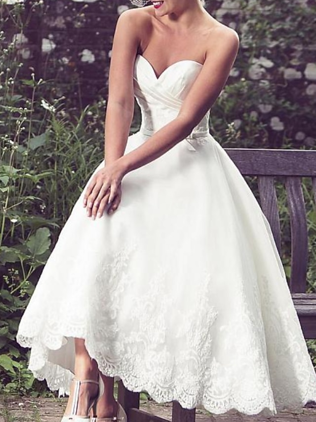Vintage A line Scoop Neck Lace White 1940s 1950s Wedding Dresses Elegant Bridal Gowns DH873