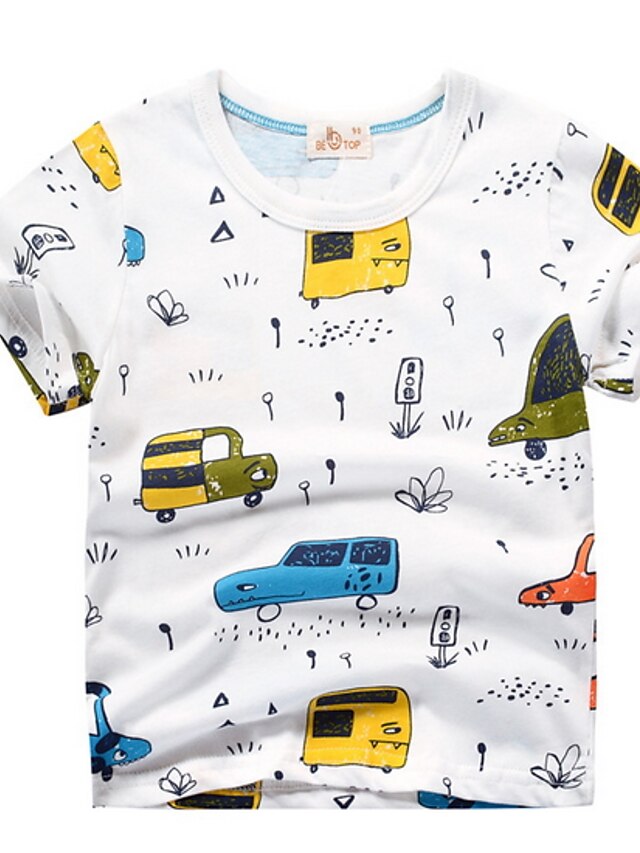  Kinderen Jongens T-shirt Korte mouw 3D Kinderen Tops Street chic Klaver Beige Grijs