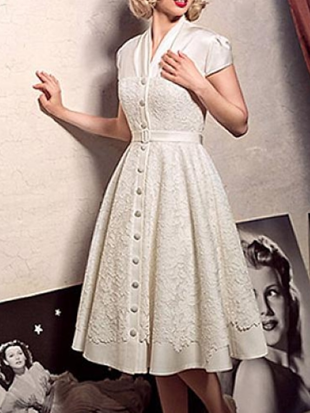 Reception Vintage 1940s / 1950s Little White Dresses Wedding Dresses A ...
