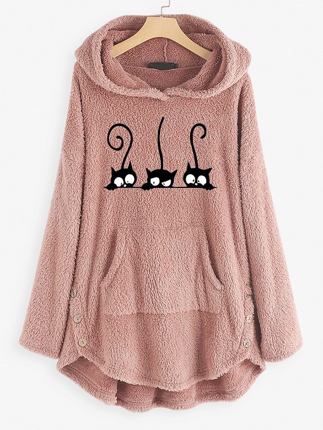 Mujer Sudadera Abrigo de peluche Caricatura Animal Bolsillo delantero  Diario no imprimible Básico Sudaderas con capucha Sudaderas Corte Ancho De  Gran Tamaño Amarillo Rosa 8126048 2022 – $17.25