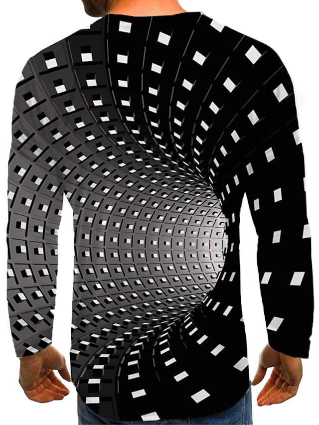 Men's T shirt Tee Graphic Optical Illusion Round Neck Rainbow Plus Size ...