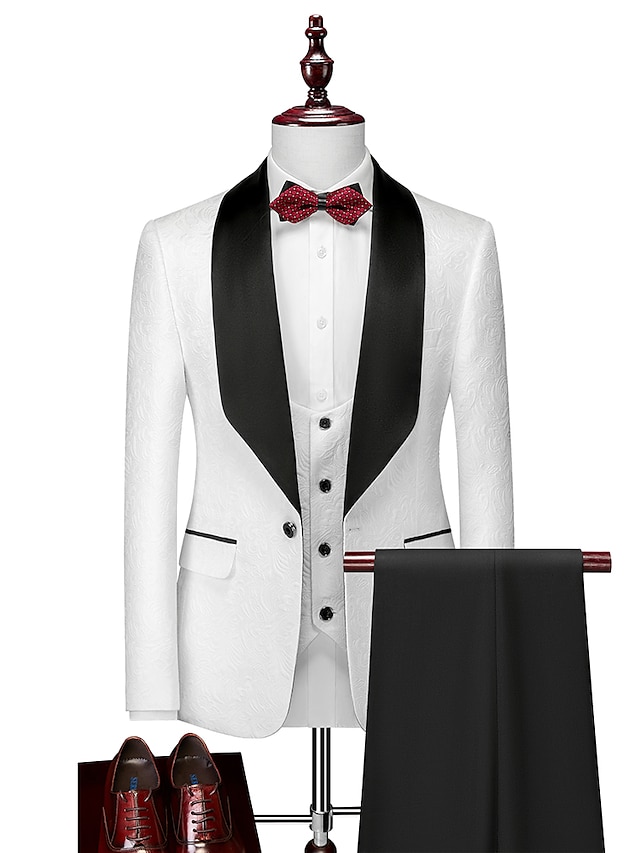  azul claro negro blanco hombre boda fiesta fiesta noche día de san valentín esmoquin color sólido 3 piezas ajuste estándar botonadura simple un botón 2024
